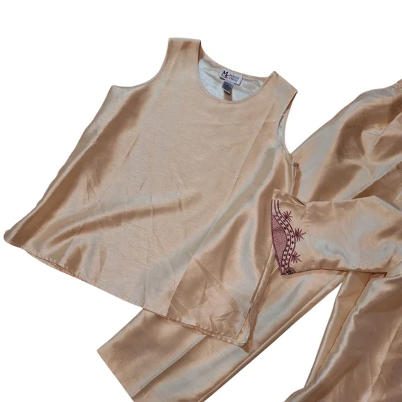 3 Piece Vintage Set Maggie Sweet Petite Medium Fancy Evening Silk Look Asian - Picture 3 of 8